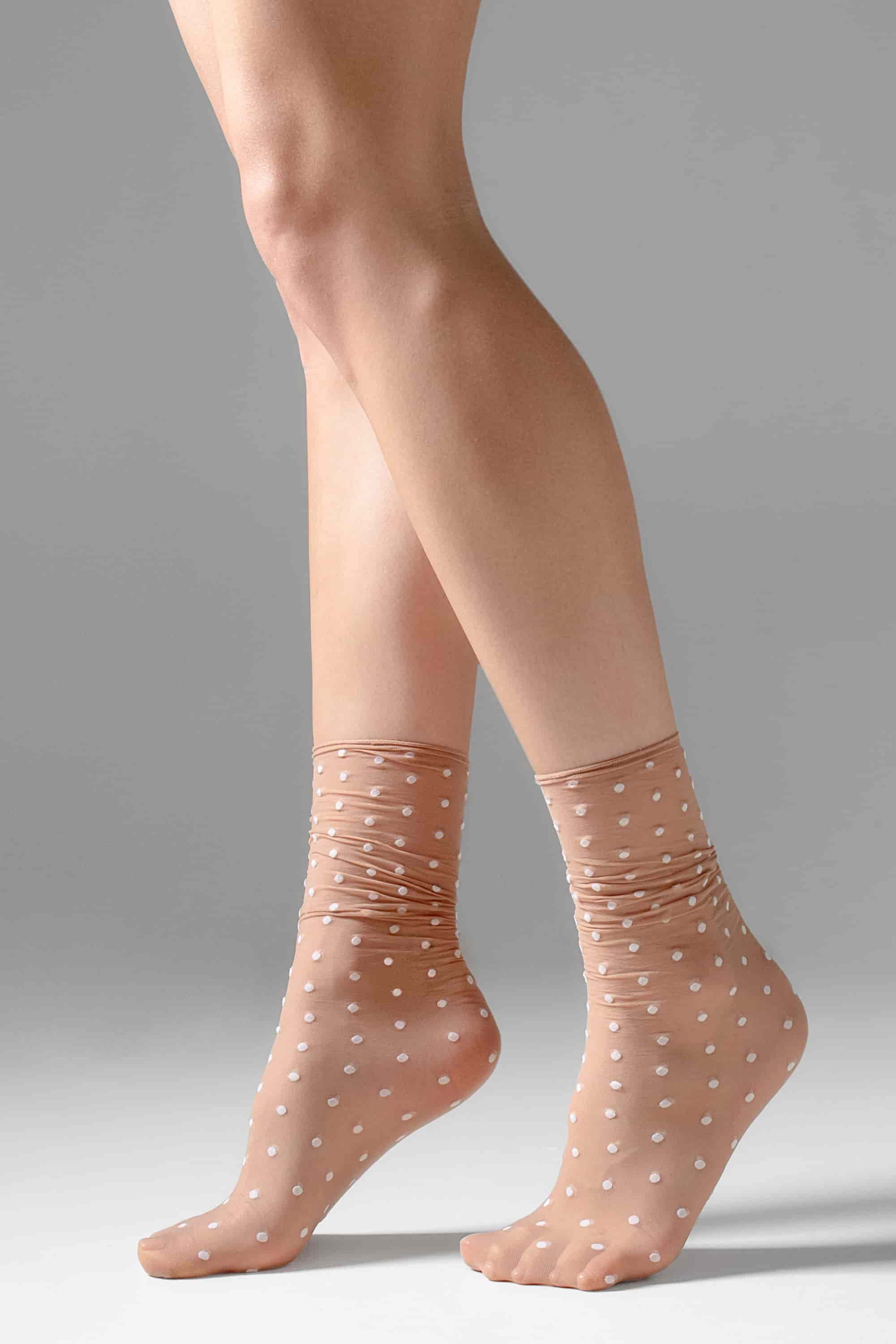 Socks with dots for women Legs G11 Socks points beige/bianco-image