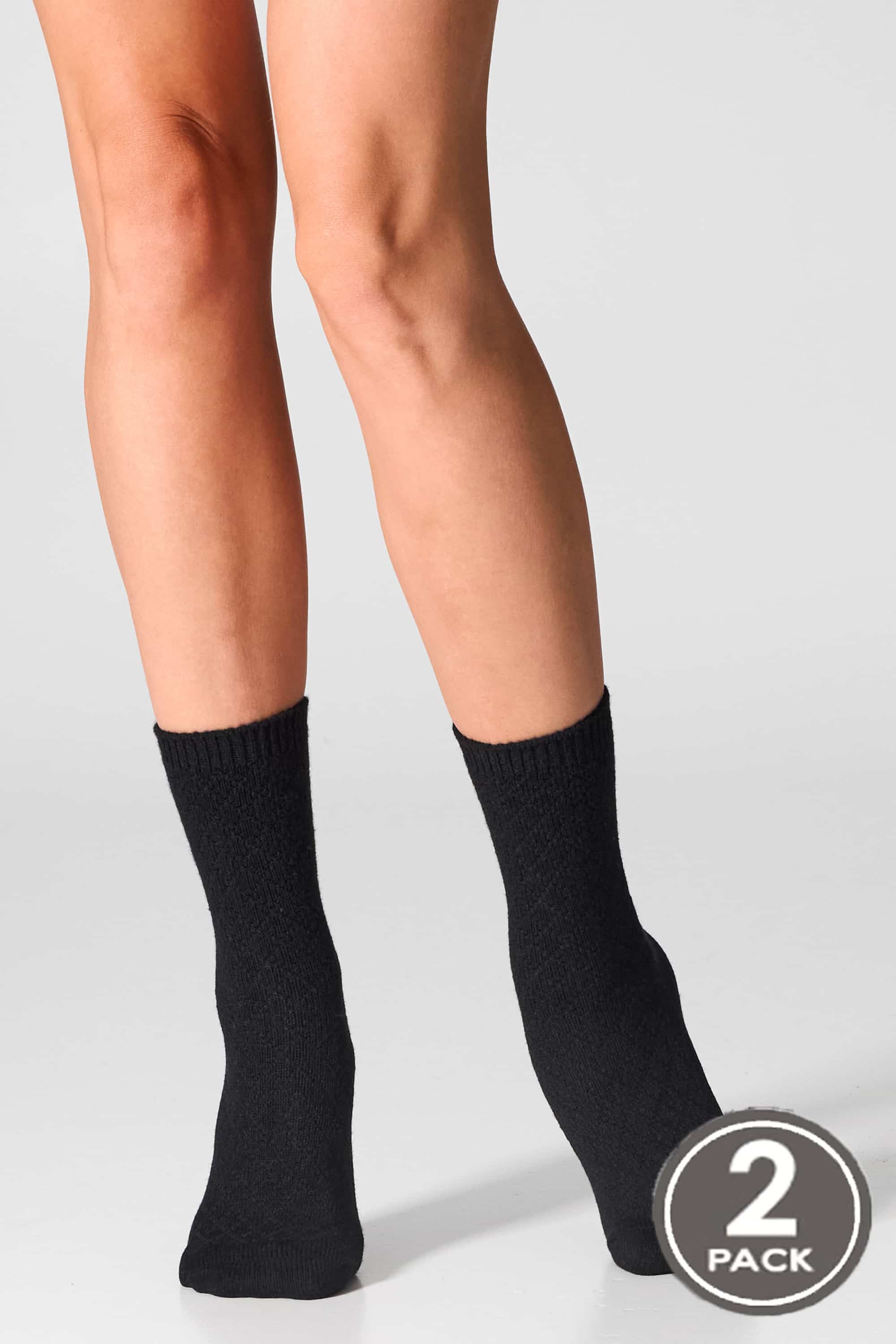 Шкарпетки вовняні довгі для жінок Legs W23 Socks wool rhomb (2 пари) чорний-image