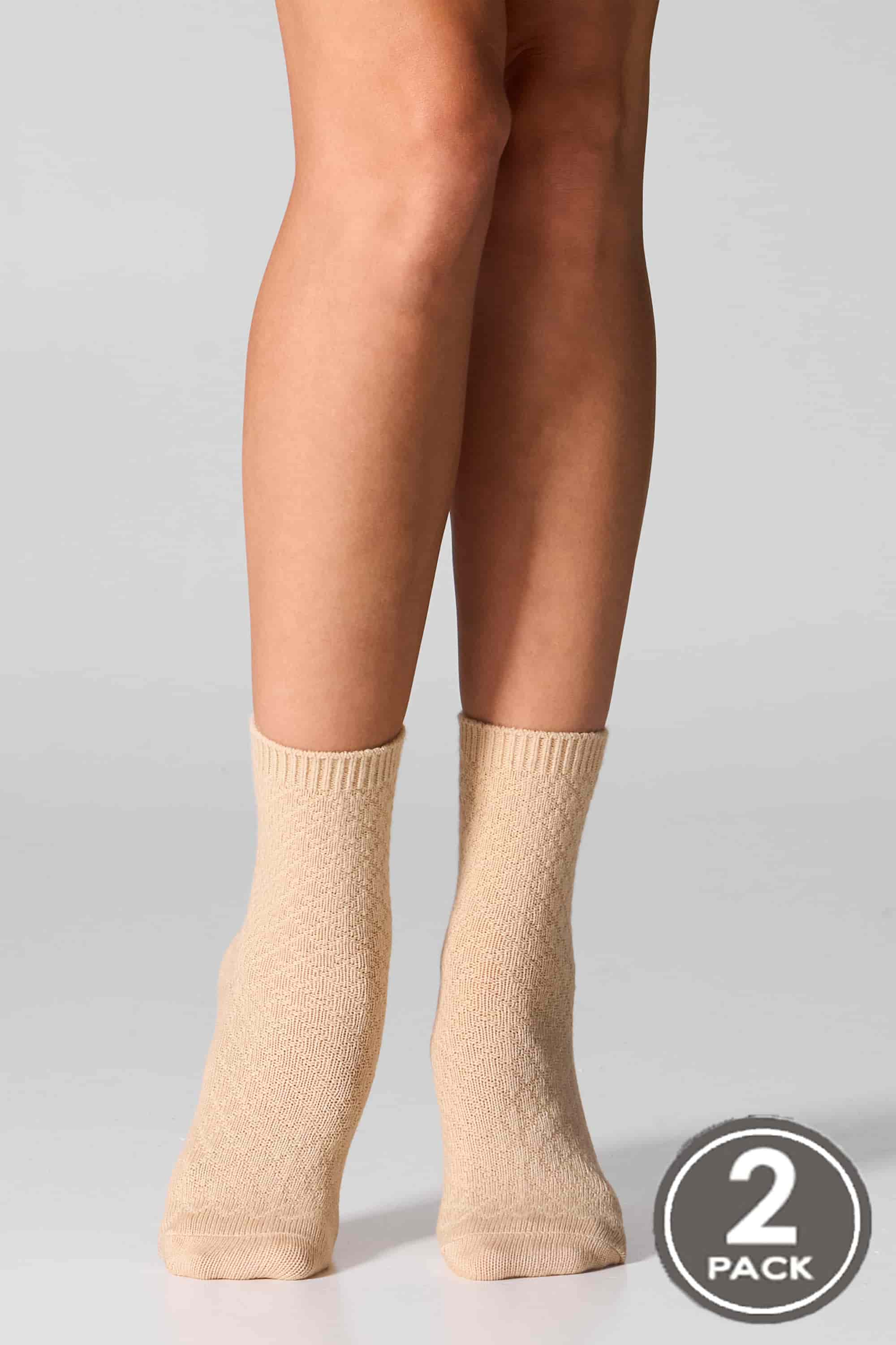 Шкарпетки вовняні довгі для жінок Legs W23 Socks wool rhomb (2 пари) беж/лате-image