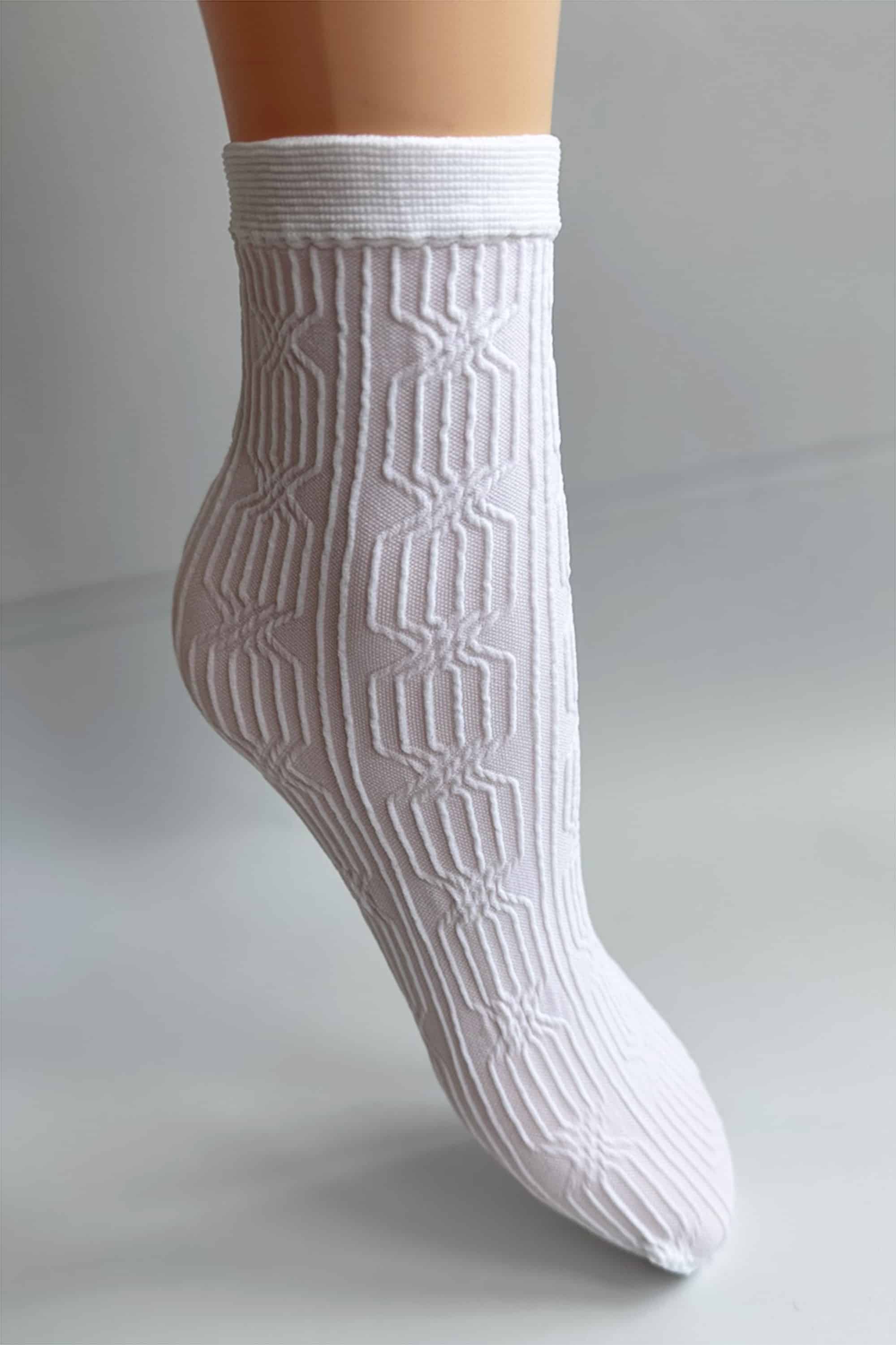 Patterned socks long for women Legs L1950 Calzino nodi bianco-image
