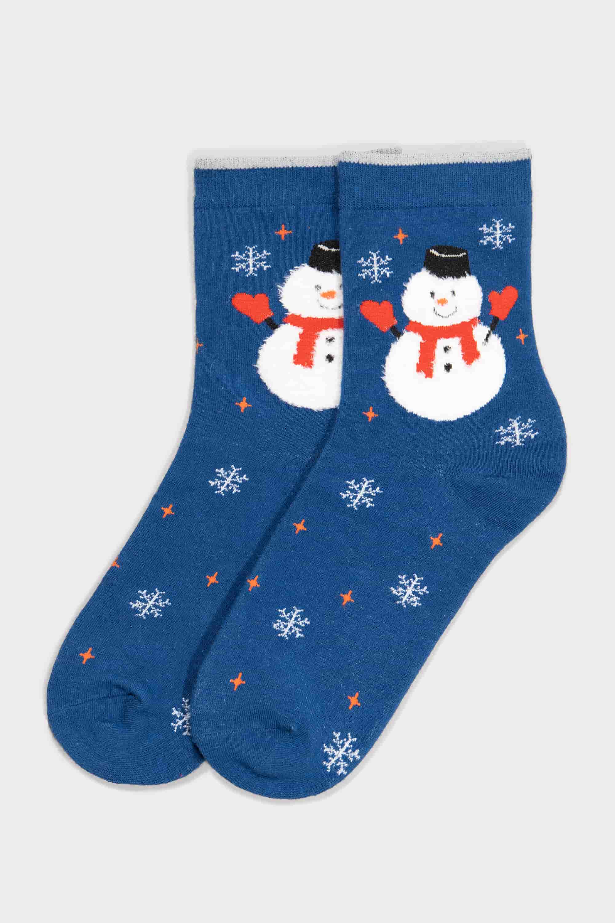 Cotton socks long for women Legs CW125 Christmas socks cotton dark blue-image