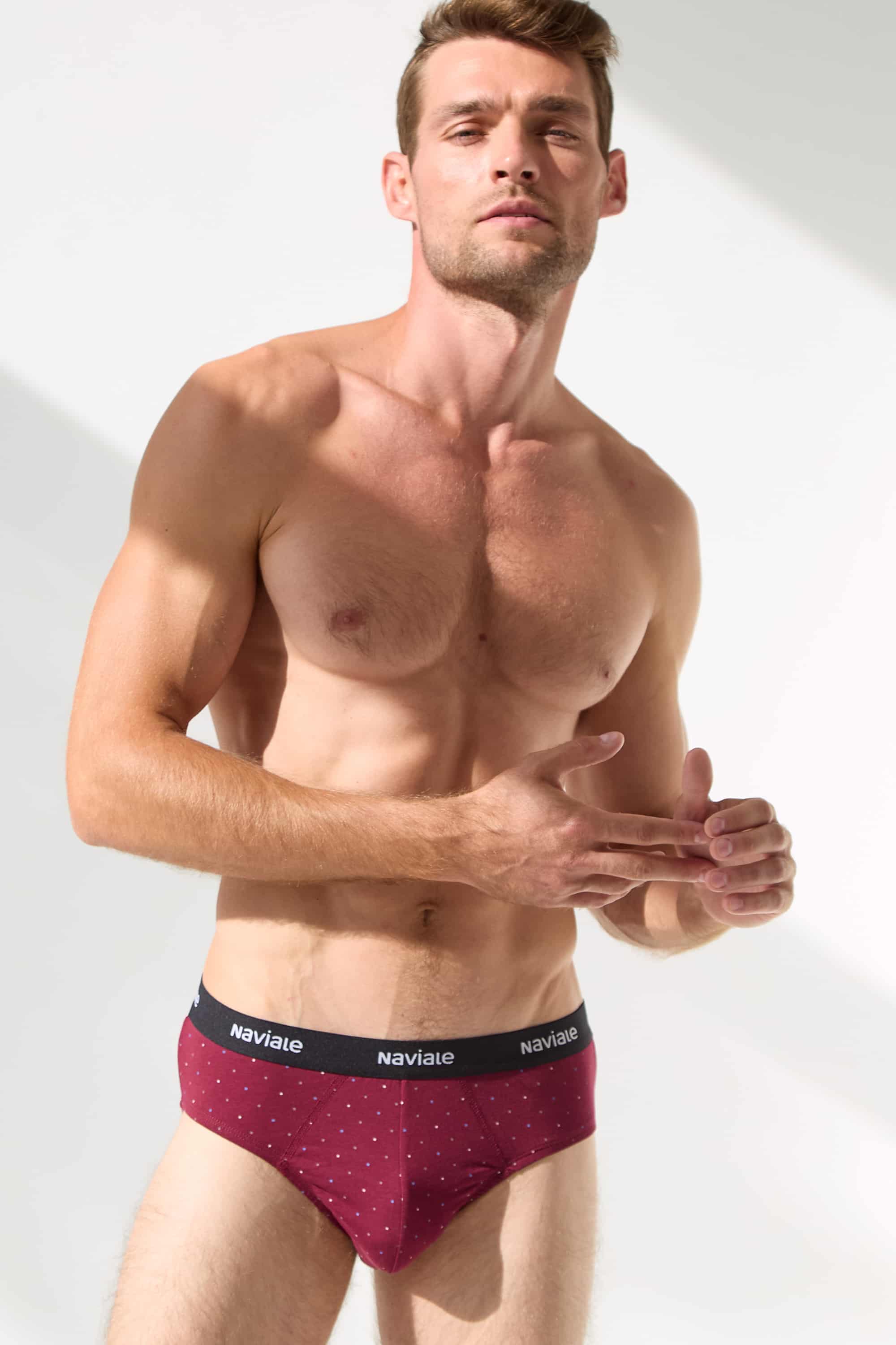 Underpants slips for men Naviale MU202-02 Sierra burgundy with small squares-image
