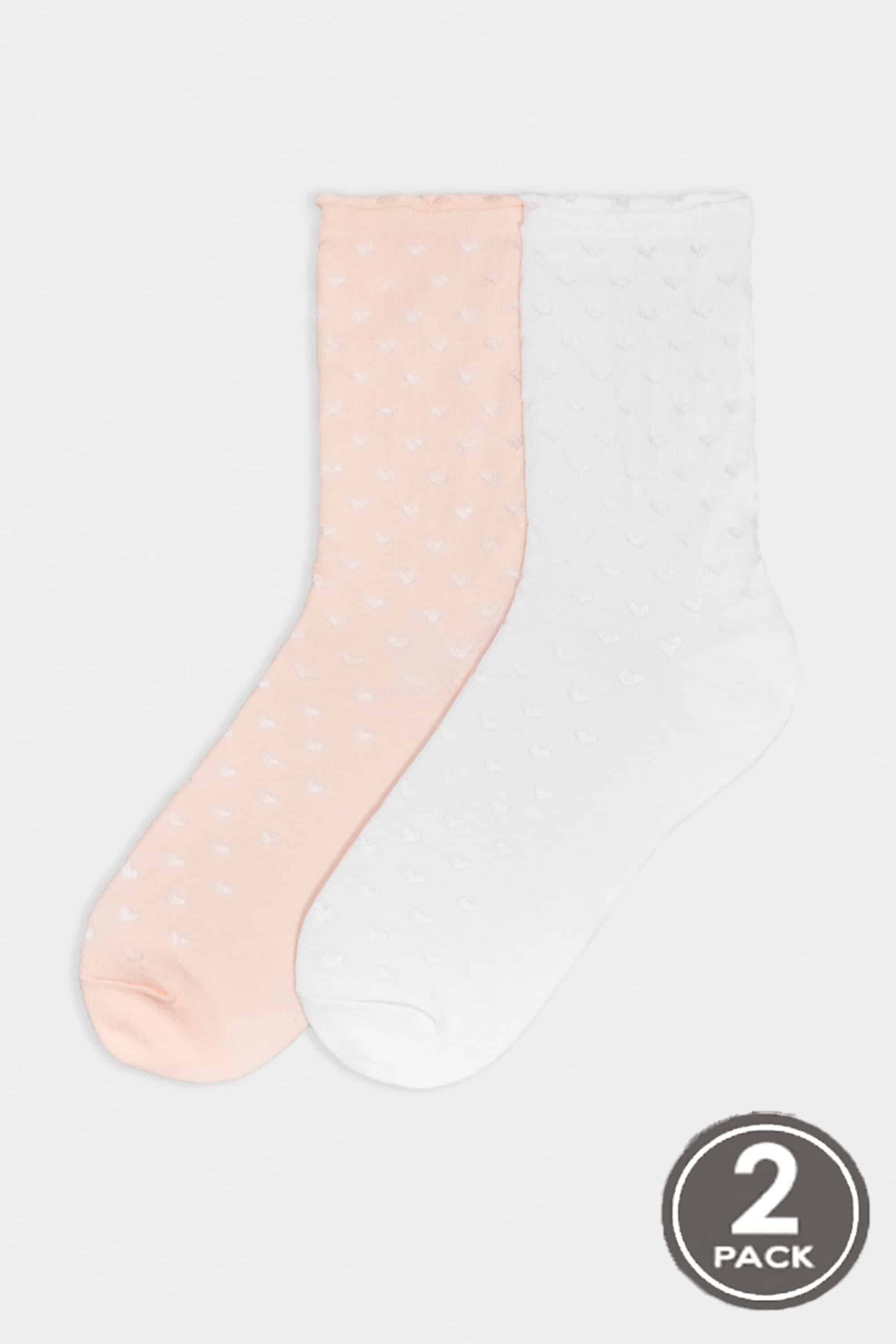 Cotton socks long for women Legs G17 Socks cotton heart (2 пари) (2 pack) white/peach-image