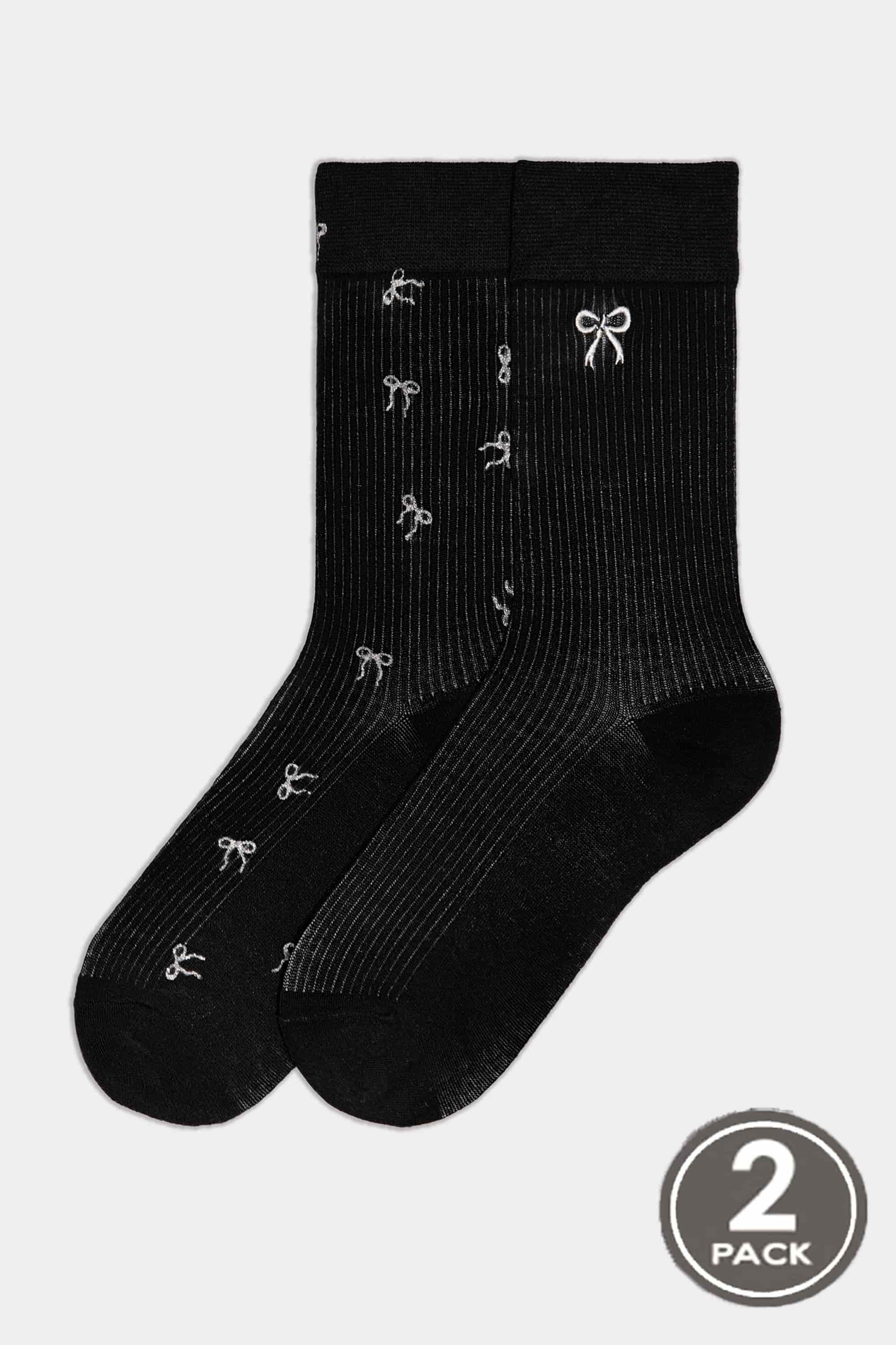 Bamboo socks long for women Legs G18 Bamboo bow nero-image