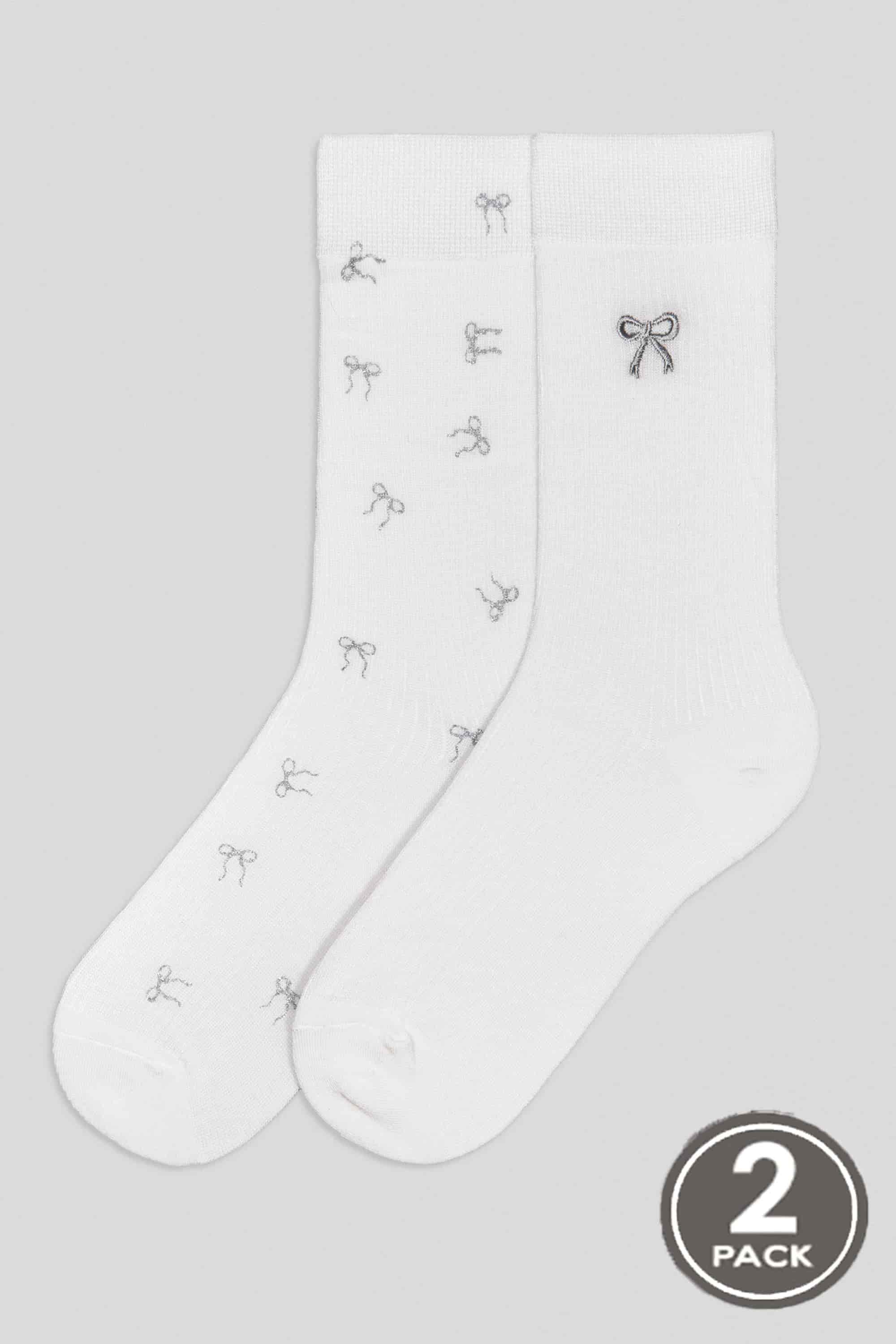 Bamboo socks long for women Legs G18 Bamboo bow white-image