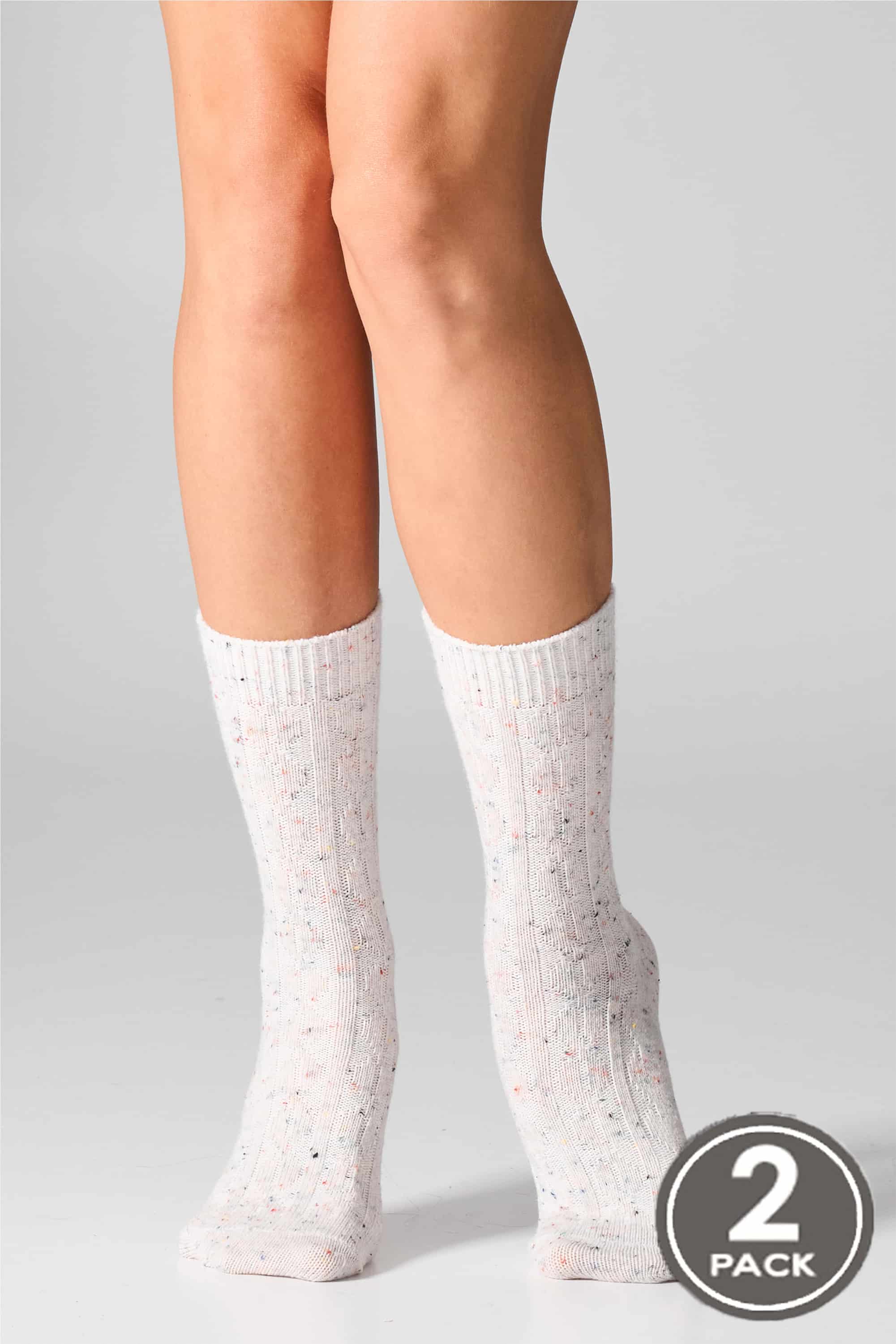 Шкарпетки вовняні довгі для жінок Legs W27 Warm dots (2 пари) білий/світло сірий-image