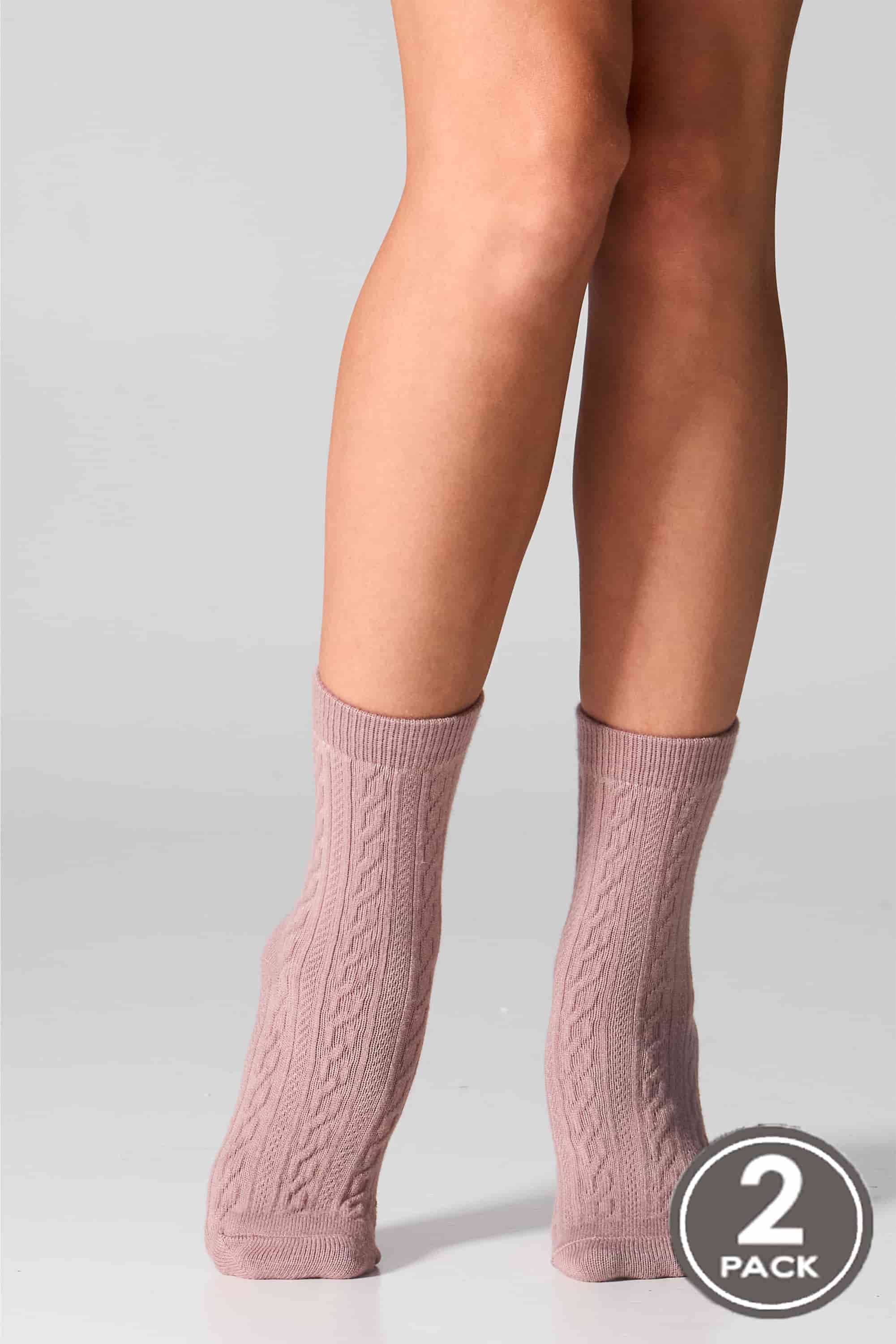 Cotton socks long for women Legs WC28 Velvet touch (2 pack) burgund/taupe-image