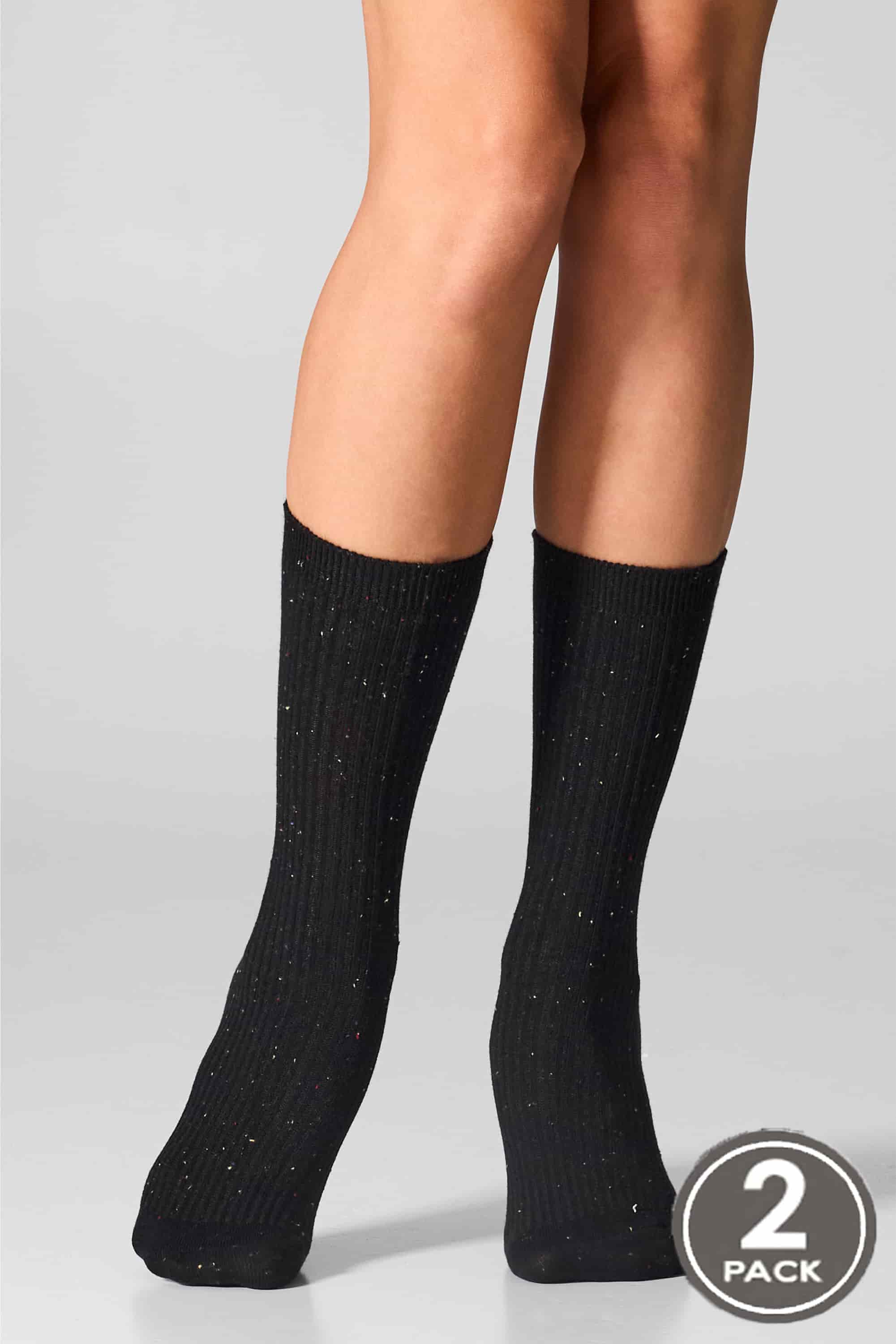 Cotton socks long for women Legs G19 Cotton rib dots (2 pack) nero/light grey-image