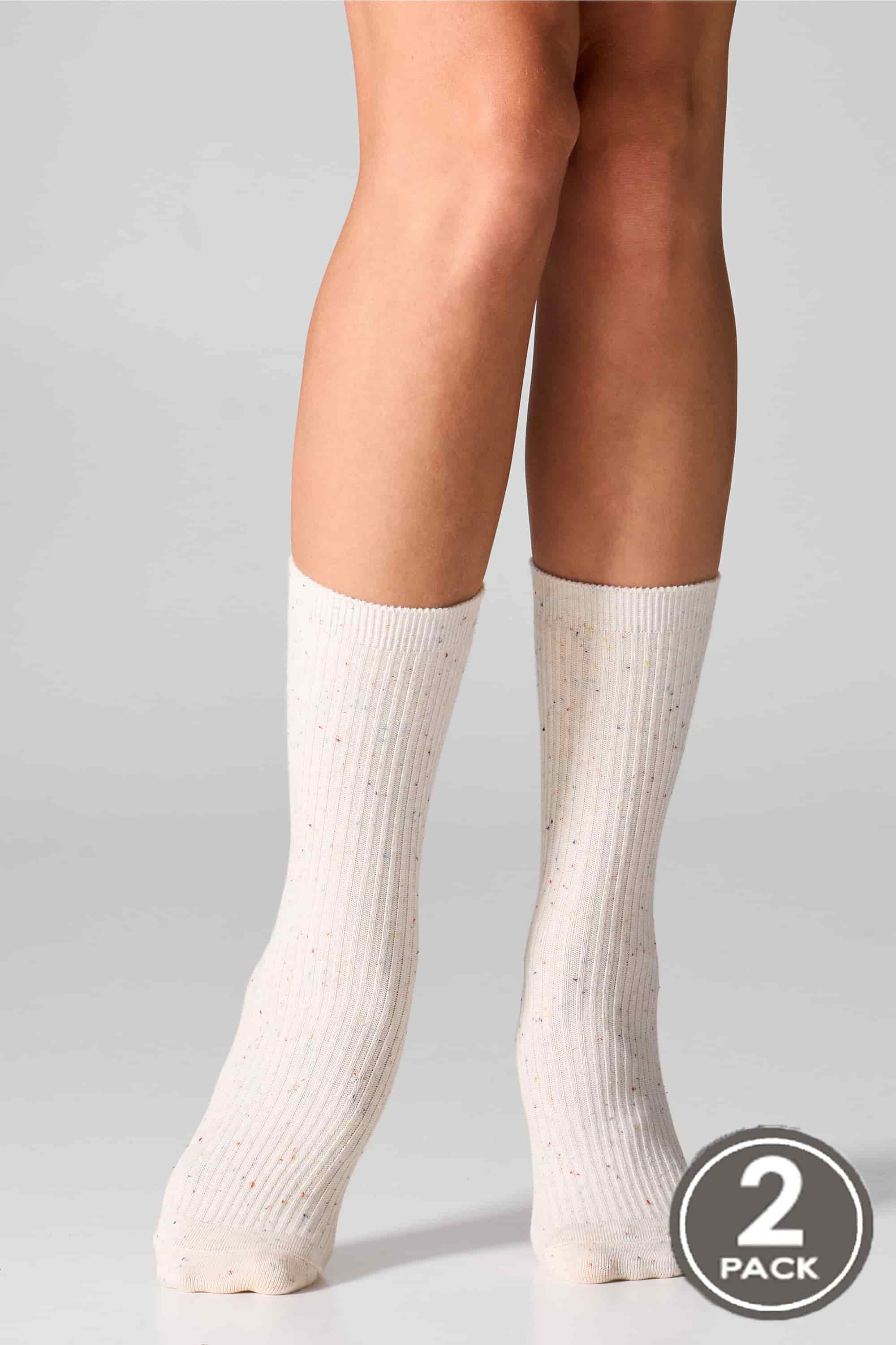Cotton socks long for women Legs G19 Cotton rib dots (2 pack) milk/sky-image