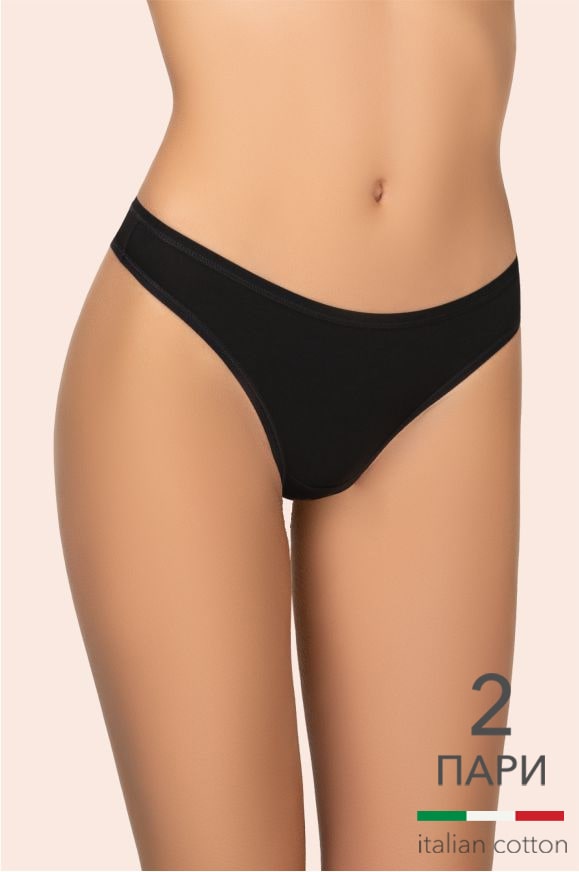 Труси стрінги для жінок Kleo 131 С Cotton 2 од. чорний/чорний-image